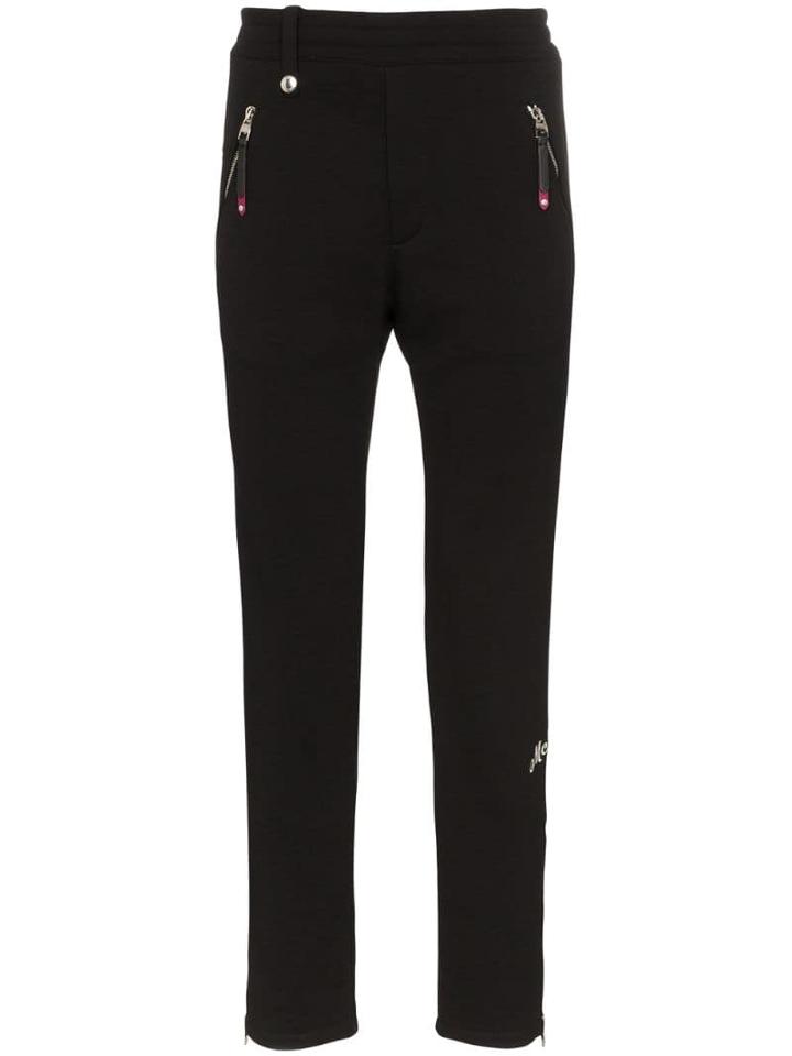 Alexander Mcqueen Zip Cuff Cotton Sweatpants - Black