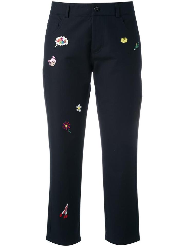 Mira Mikati Multiple Appliquées Cropped Trousers, Women's, Size: 38, Blue, Cotton/spandex/elastane