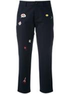 Mira Mikati Multiple Appliquées Cropped Trousers, Women's, Size: 38, Blue, Cotton/spandex/elastane