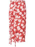 Rochas Ruffled Detail Skirt, Women's, Size: 40, Red, Silk
