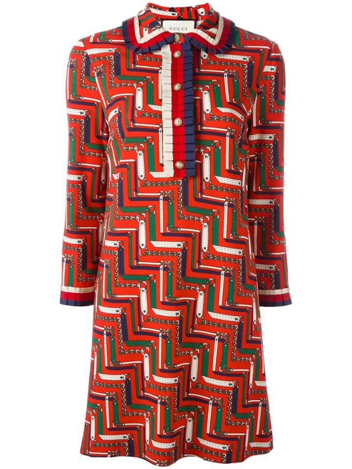 Gucci Bridle Strap Printed Dress - Red