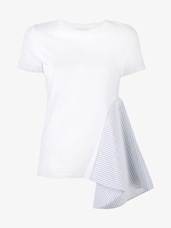 Stella Mccartney Asymmetric Stripe T-shirt, Women's, Size: 46, White, Cotton