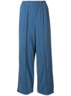 Alysi Contrast Trim Cropped Trousers - Blue