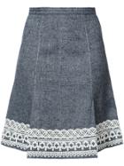 Oscar De La Renta A Line Skirt With Detailed Hem - Blue