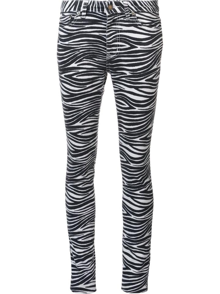 Saint Laurent Zebra Print Skinny Jeans - Black