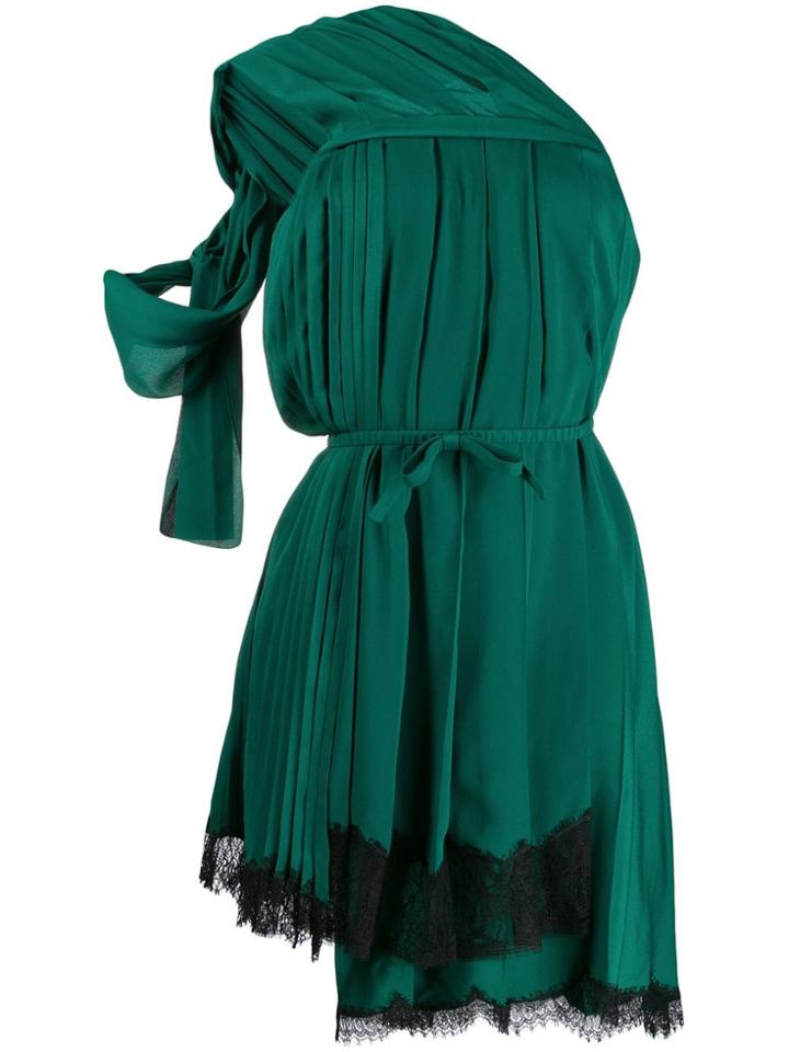 Nº21 One-shoulder Pleated Dress - Green