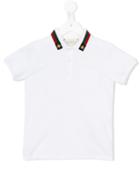 Gucci Kids Web Trim Polo Shirt, Boy's, Size: 12 Yrs, White
