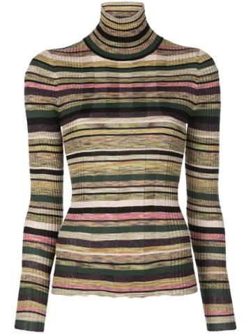 Jed Striped Turtle-neck Sweater - Green