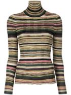 Jed Striped Turtle-neck Sweater - Green