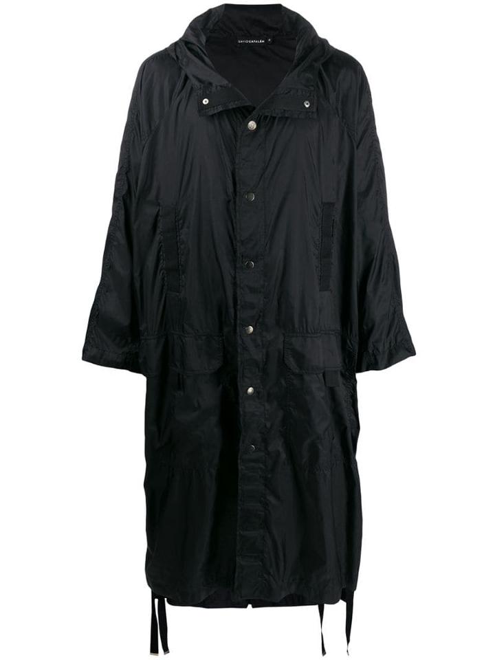 David Catalan Hooded Raincoat - Black