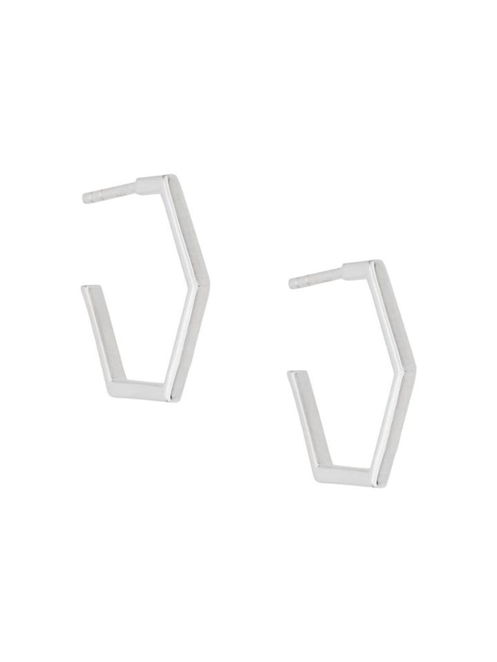 Rachel Jackson Medium Hexagon Hoops - Silver