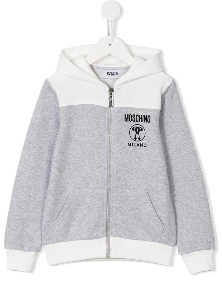 Moschino Kids Logo Print Hoodie, Boy's, Size: 10 Yrs, Grey