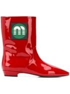 Miu Miu Mid-calf Logo Boots - Red