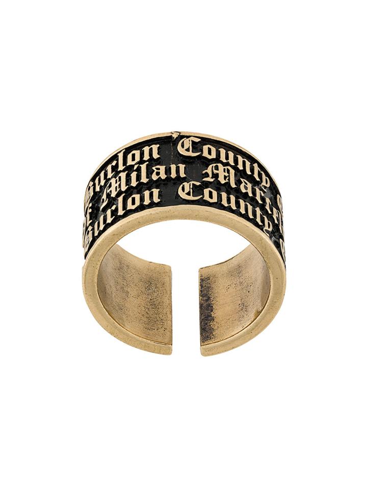 Marcelo Burlon County Of Milan Gothic Lettering Ring - Metallic