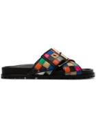 Sacai Multicoloured Patchwork Leather Slides - Black