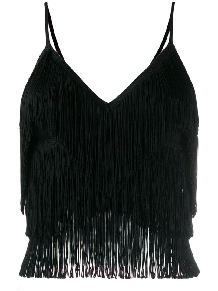 Norma Kamali Fringed Cami Top - Black