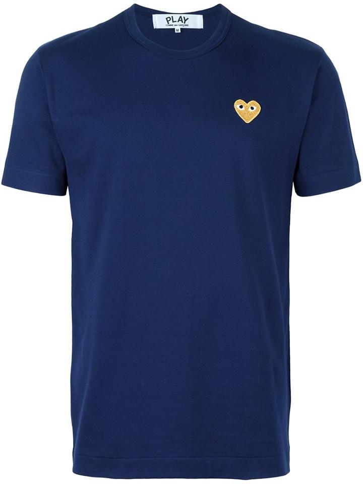 Comme Des Garçons Play Logo Print T-shirt, Men's, Size: Large, Blue, Cotton