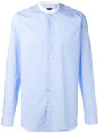 Z Zegna - Mandarin Collar Shirt - Men - Cotton/spandex/elastane - 41, Blue, Cotton/spandex/elastane