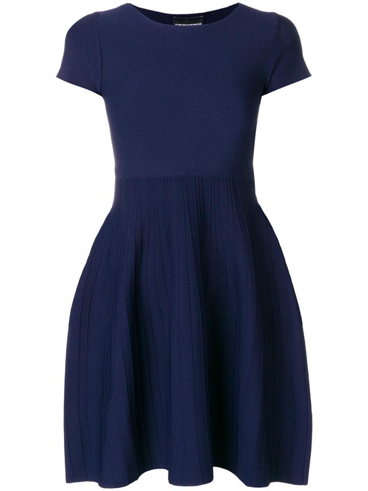 Emporio Armani Short Pleated Dress - Blue
