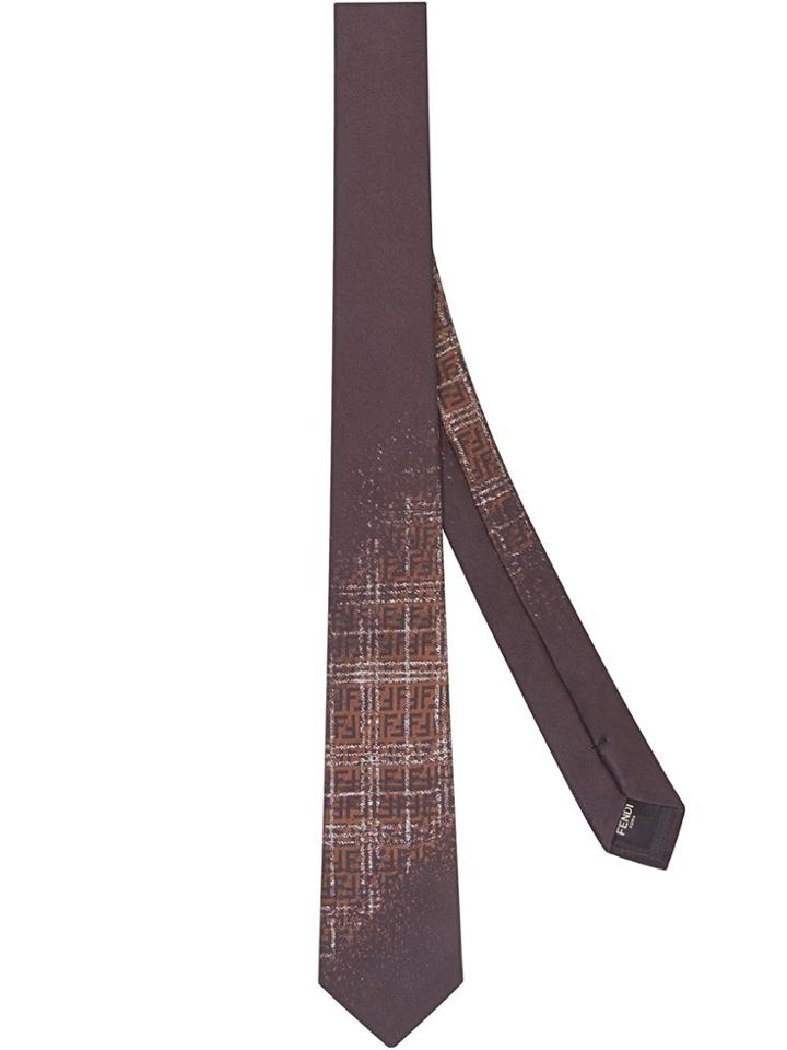 Fendi Silk Ff Tie - Brown