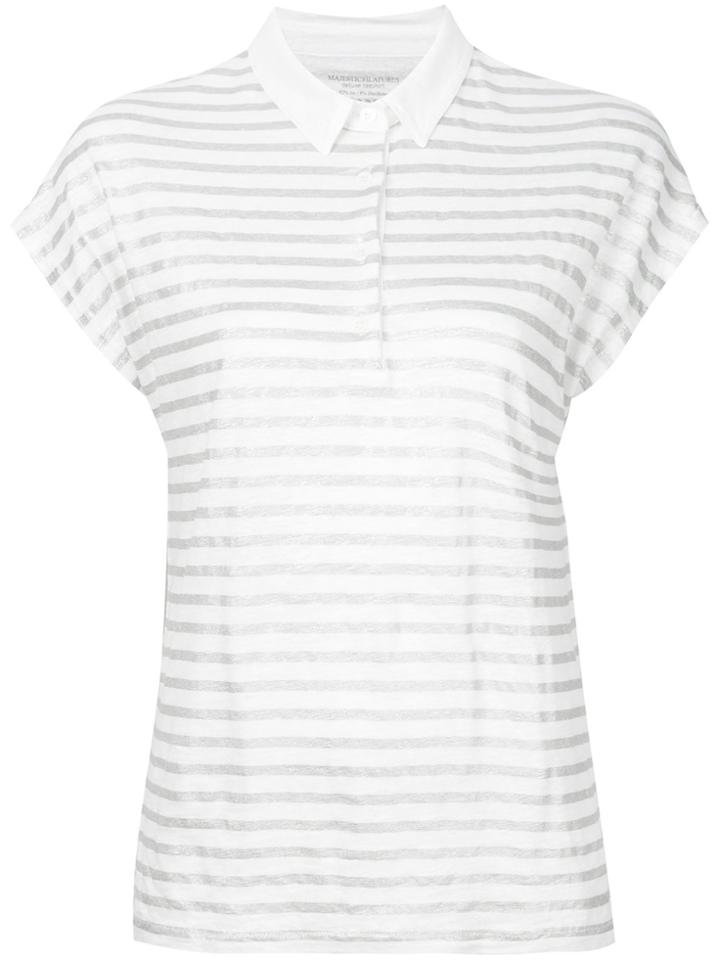 Majestic Filatures Striped Polo Shirt - White