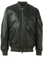 Diesel 'l-kit' Bomber Jacket, Men's, Size: Medium, Green, Polyester/sheep Skin/shearling