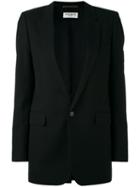 Saint Laurent - Classic Single Breasted Long Tube Jacket - Women - Silk/cotton/virgin Wool - 36, Black, Silk/cotton/virgin Wool