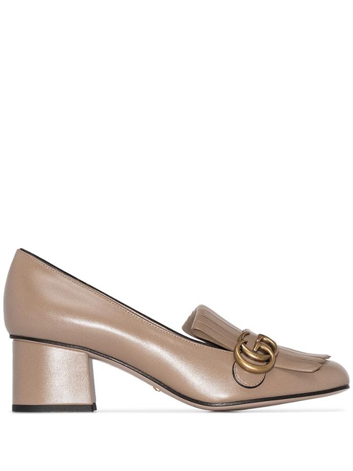 Gucci Marmont 55mm Fringed Pumps - Neutrals