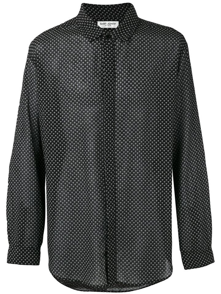 Saint Laurent - Printed Long Sleeve Shirt - Men - Cotton - L, Black, Cotton