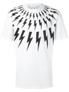 Neil Barrett Lightning Bolt Print T-shirt, Men's, Size: Large, White, Cotton