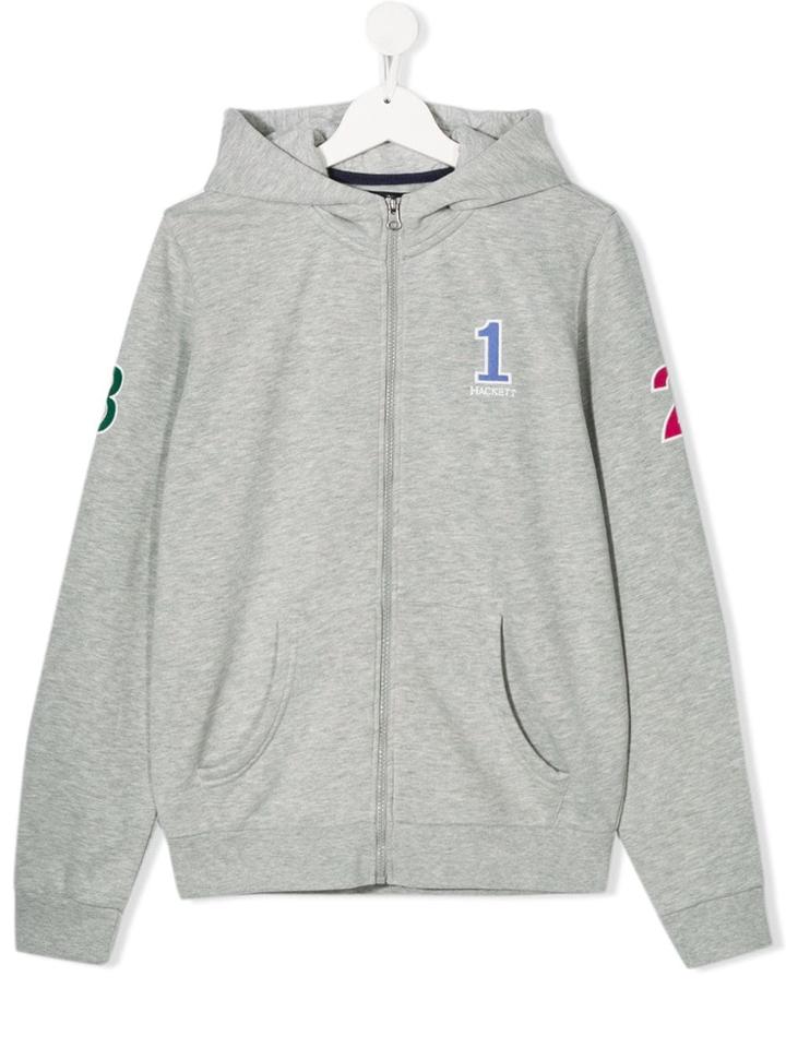 Hackett Kids Long Sleeve Printed Numbers Hoodie - Grey