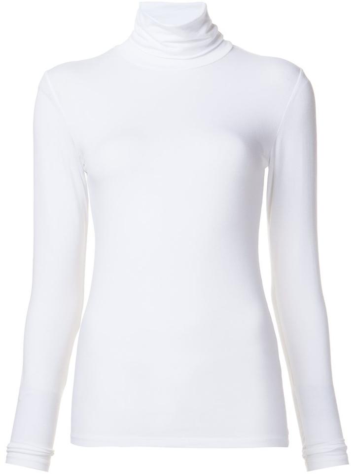 Majestic Filatures Basic Turtleneck Blouse, Women's, Size: Small, White, Viscose/spandex/elastane