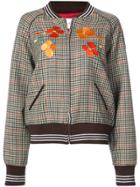 Rodarte Embroidered Checked Bomber Jacket - Brown