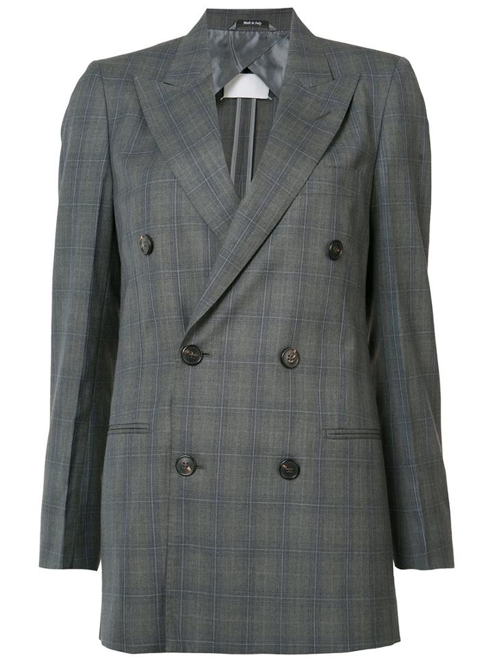 Maison Margiela - Checked Double Breasted Blazer - Women - Cotton/viscose/wool - 44, Women's, Grey, Cotton/viscose/wool
