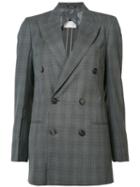 Maison Margiela - Checked Double Breasted Blazer - Women - Cotton/viscose/wool - 44, Women's, Grey, Cotton/viscose/wool