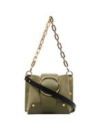 Yuzefi Green Delila Leather And Suede Cross Body Bag