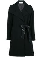 Closed Belted Tailored Coat - Black