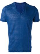 Etro V-neck T-shirt, Men's, Size: Xl, Blue, Linen/flax
