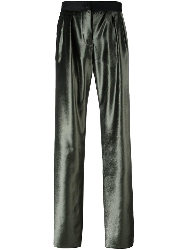 Ssheena Wide-leg Satin Trousers, Women's, Size: 42, Green, Nylon/viscose