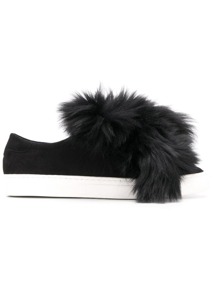 Mr & Mrs Italy Fur-trimmed Sneakers - Black