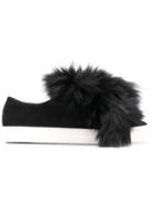 Mr & Mrs Italy Fur-trimmed Sneakers - Black
