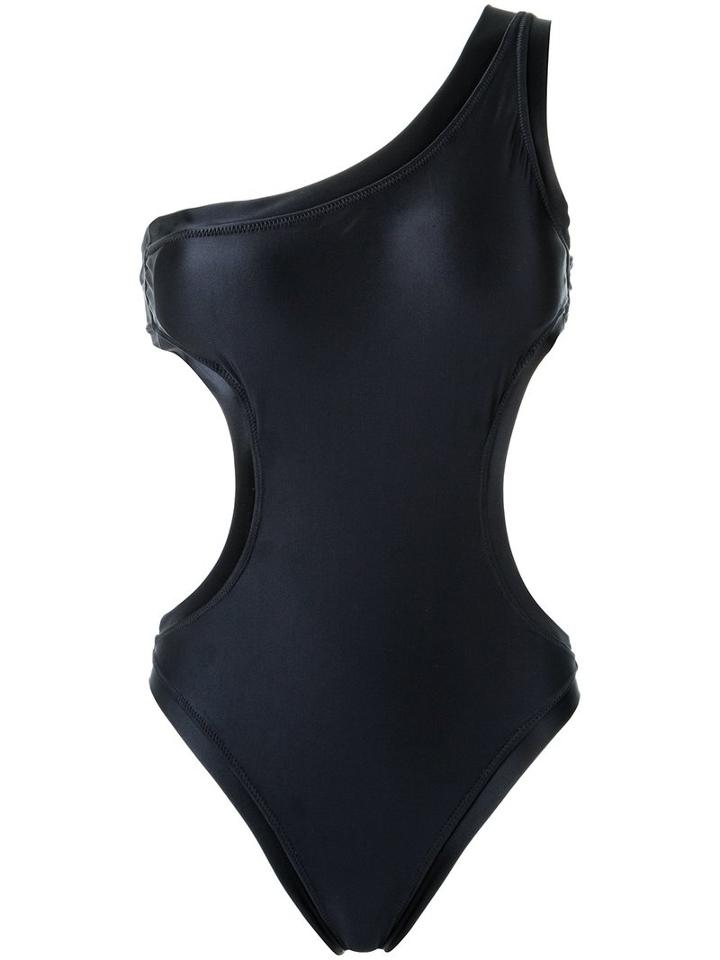 Martha Medeiros One Shoulder Swimsuit, Women's, Size: G, Black, Elastodiene/polyamide