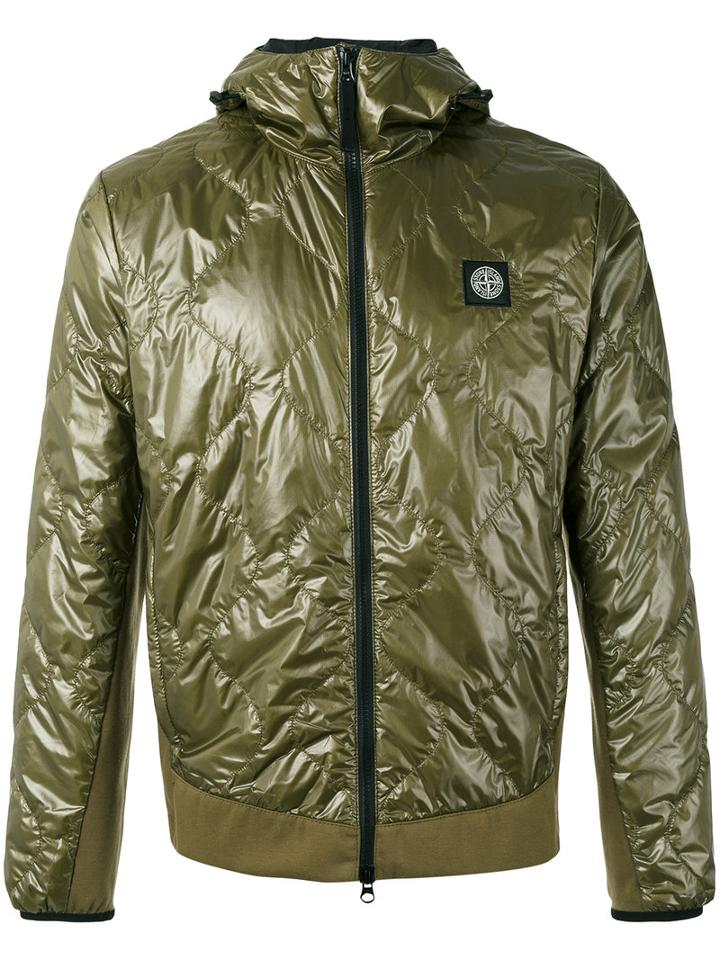 Stone Island - Padded Jacket - Men - Cotton/polyamide/polyurethane Resin - M, Green, Cotton/polyamide/polyurethane Resin