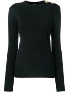 Balmain Buttoned Shoulder Sweater - Black