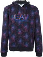 Ea7 Emporio Armani Logo Print Hoodie, Men's, Size: Small, Blue, Cotton/polyester