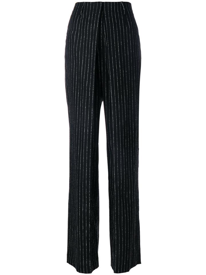 Aalto Pinstripe High-waisted Trousers - Black