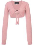 Neith Nyer Cropped Buckle Detail Cardigan - Pink & Purple