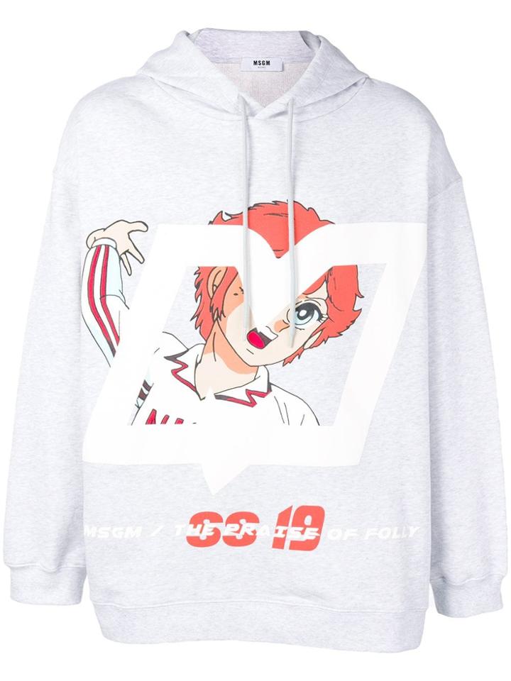 Msgm Anime Print Hoodie - Grey
