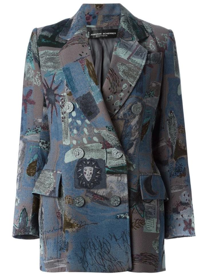Jean Louis Scherrer Pre-owned Patterned Double Breasted Blazer - Blue