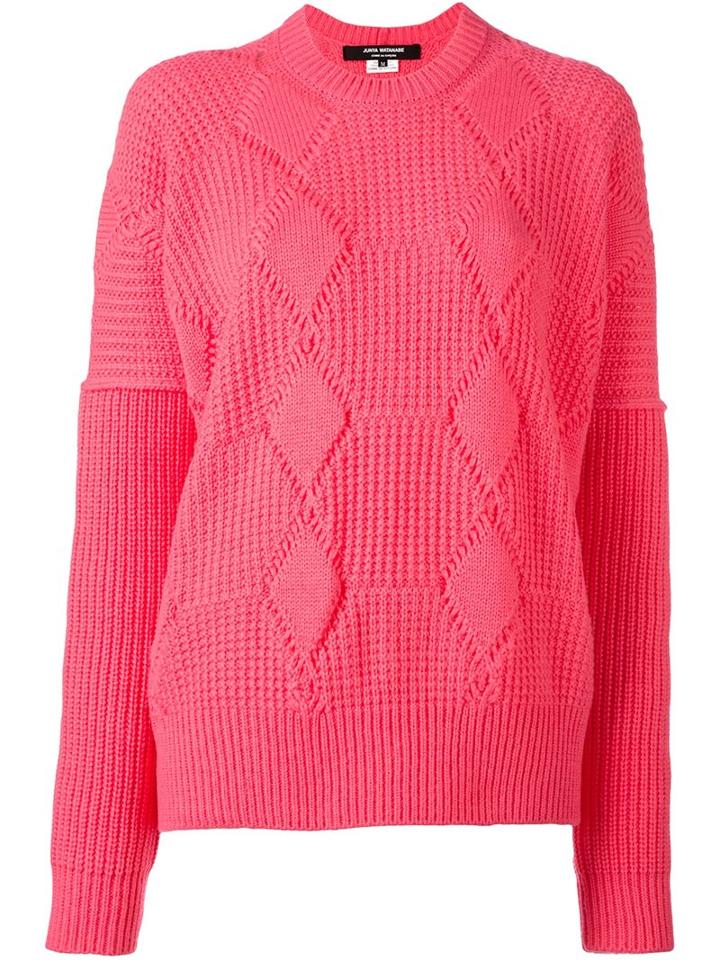 Junya Watanabe Comme Des Garçons Geometric Pattern Sweater, Women's, Size: Medium, Pink/purple, Wool
